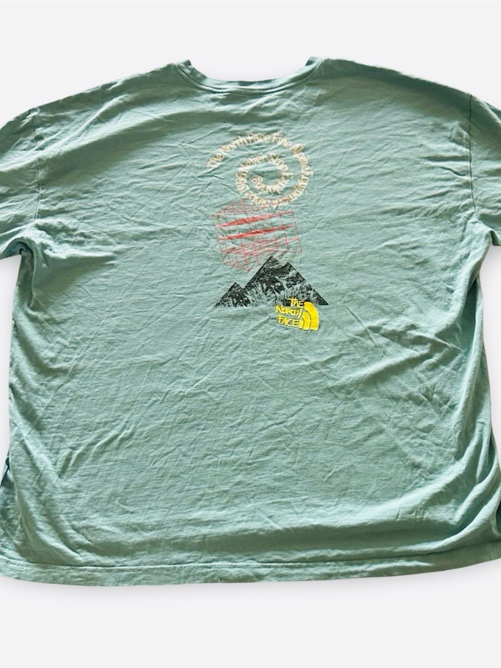 The North Face Men's Light Sage Green Mountain Graphic Short Sleeve Tee Great!